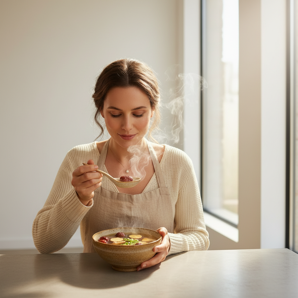 Femme cuisine salée jujube moderne